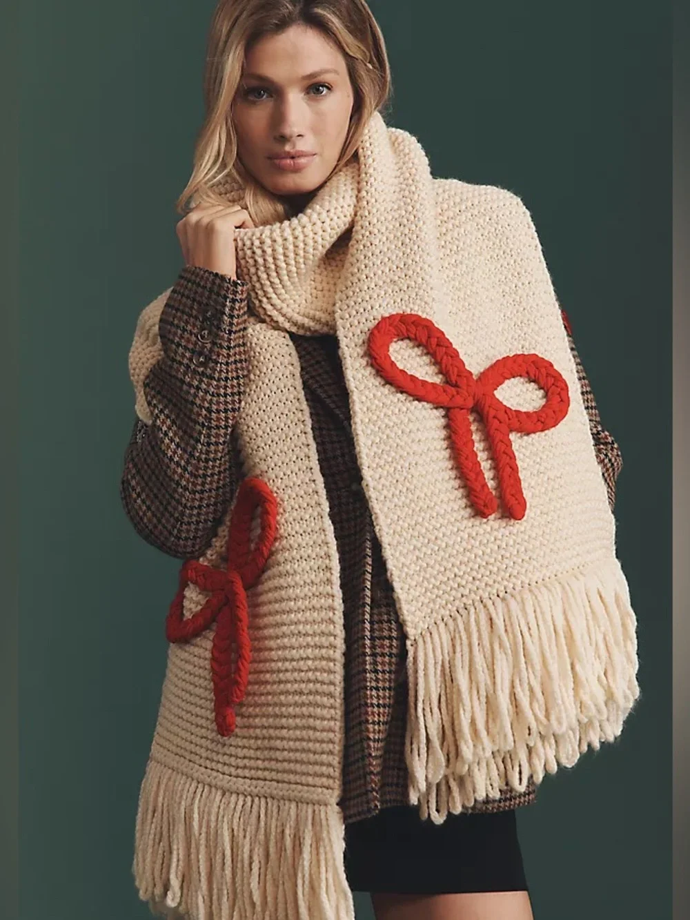 Anthropologie Maeve Chunky Knit Bow Scarf NWT SUPER CUTE!